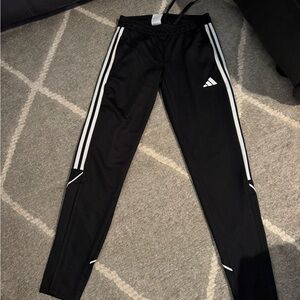 Adidas Kids Black Joggers with White Stripes